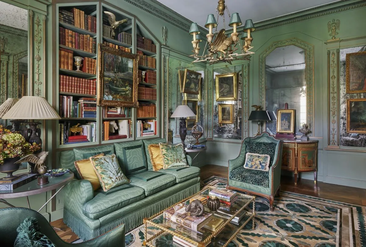 Room by Timothy Corrigan painted in Kennebunkport Green